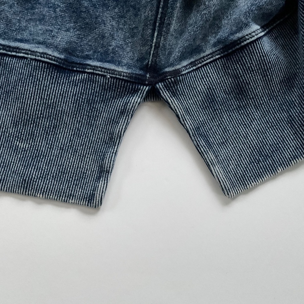 Michael Stars Women’s Sydney Sweatshirt OS Blue Acid Wash Slits Grunge Slouchy - Picture 12 of 12